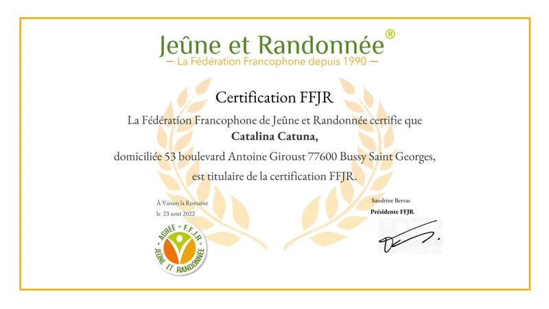 Certification FFJR — Fédération Francophone Jeûne et Randonnée, Catalina Catuna, 2022